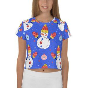 Christmas Holiday Snowman Tree Red Green Blue Crop
